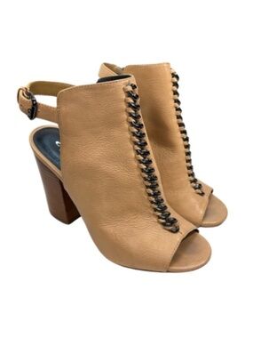 Coach Sandford Tan Leather Heeled Slingback Sandals | 7